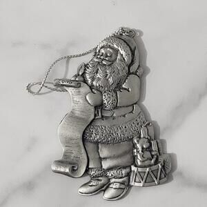 3/$25 1996 Avon Source Fine Collectibles Pewter Santa Claus Christmas Ornament
